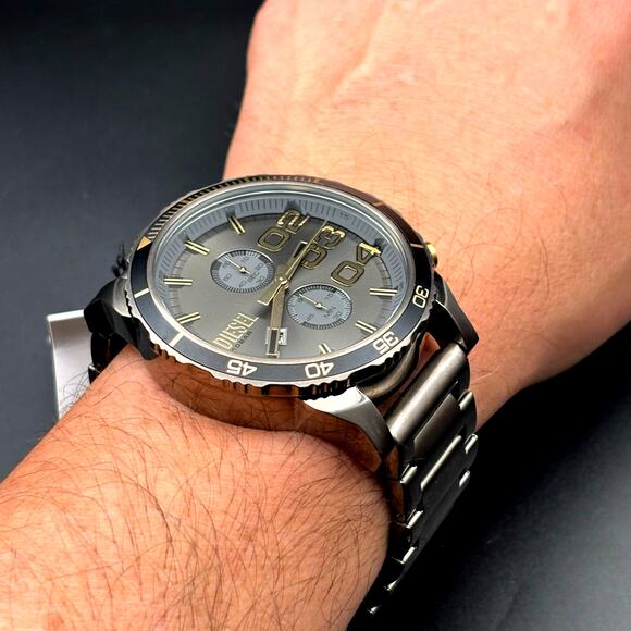 Diesel DZ4614 Double Down 2.0 Mens Chronograph Watch Unidirectional Bezel NIBWT - Picture 17 of 17